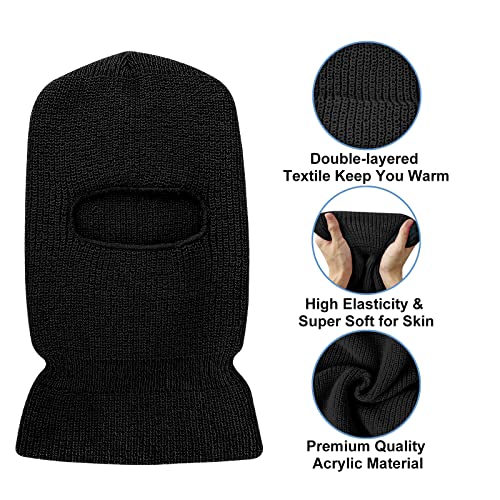 Evridwear Winter Balaclava Ski Mask Warm Knitted Full Face Cover for Men and Women Outdoor Sports Cycling - color: Classic Black, style: Double Layered