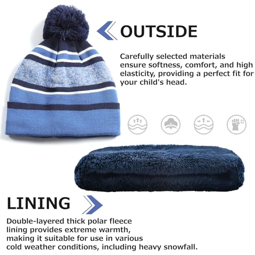Azarxis Kids Winter Knitted Set Toddler Beanies Hat Scarf Gloves for Boys - color: Blue