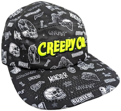 Creepy Co. Vintage Horror Comics 5 Panel HAT Crypt Monster Ghost Phantom Bat Skull Black