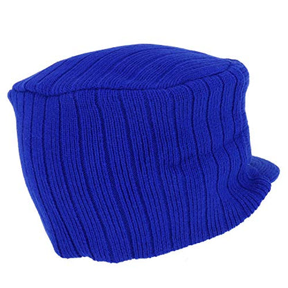 Armycrew Flat Top Army Style Knitted Visored Beanie Cap - color: Royal