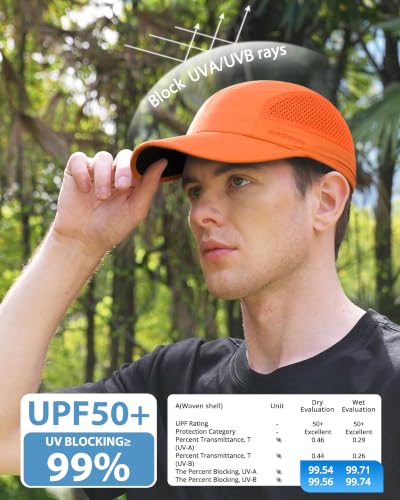 GADIEMKENSD Mens Folding Outdoor Hat Long Brim UPF 50+ Sun Protection - color: Folding Orange