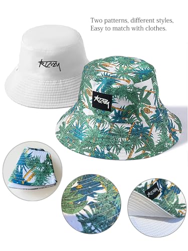 Packable Reversible Printed Bucket Hat Unisex for Men Women Beach Fisherman Cap - color: Green