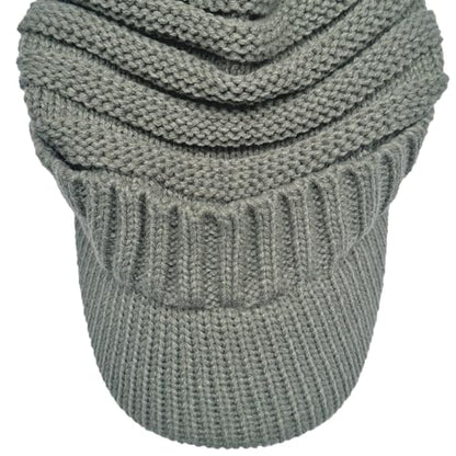 XYIYI Beanie Tail Winter Warm Knit Messy High Bun Ponytail Hats Visor Beanie Cap - color: A Grey