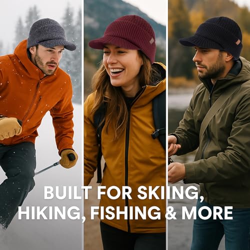 TOP-EX 100% Australian Merino Wool Brim Beanie, Polartec™ Fleece Lined - color: Navy, size: X-Large-XX-Large