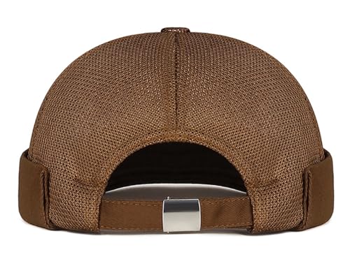 DIYDECAL Mens Mesh Brimless Cap,Summer Skullcap Docker Beanie Hat - color: Coffee