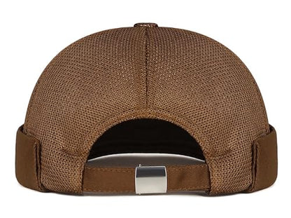 DIYDECAL Mens Mesh Brimless Cap,Summer Skullcap Docker Beanie Hat - color: Coffee