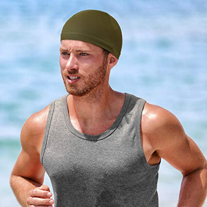 Boao Doo Rags Skull Cap for Men Sweat Wick - color: Black, Grey, Dark Blue, White, Army Green, Navy Blue, size: Medium