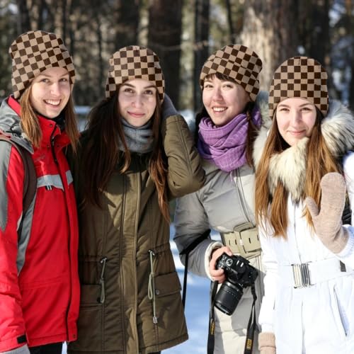 Beanie Knit Hat Winter Unisex Cuffed Beanies Skull Cap Warm Double Layer Thick Acrylic Cute for Girls Women Men - color: Brown