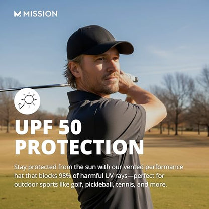 MISSION Cooling Vented Performance Hat Unisex Cap for Workouts, Golf & Running, Sweat & Water Activated Technology - color: Black