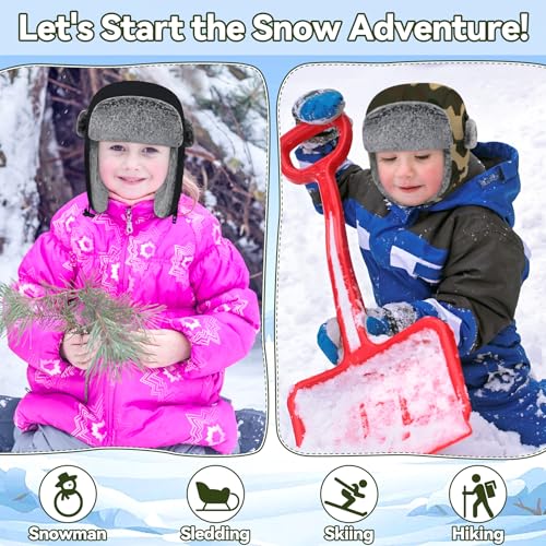 Olreco Waterproof Toddler Winter Hat Warm Fur Fleece Baby Boy Winter Hat Kids Snow Hats Girls Boys Trapper Hats with Earflaps - color: Waterproof Woodland Camo With Grey Fur, size: 2-5T