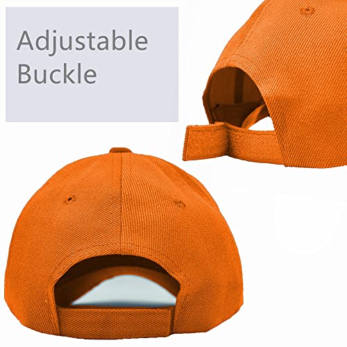 Glory Max Plain Baseball Cap Hook & Loop Strap Adjustable Solid Blank Curved Visor Hat - color: Orange