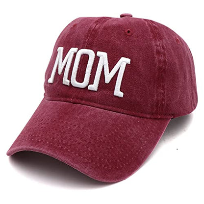 Mom and Dad Hats Fathers Day Mom Dad Gifts Hat Embroidered Adjustable Baseball Caps New Parents Gifts for Couples - color: Red Mom Hat and Black Dad Hat