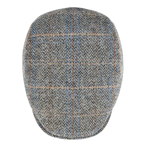 FEINION Men Wool Blend Flat Cap Tweed Newsboy Ivy Hat - color: Plaid Grey 2