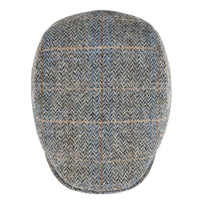 FEINION Men Wool Blend Flat Cap Tweed Newsboy Ivy Hat - color: Plaid Grey 2