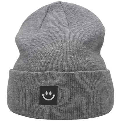 55cube Unisex Winter Beanie Hats Warm Thick Knit Cuffed Skullcaps - color: Solid Grey