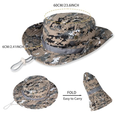 Rosoz Sun Hats for Men Women Bucket Hat UPF Protection Wide Brim Boonie Hat - color: 1pack-gray Digital