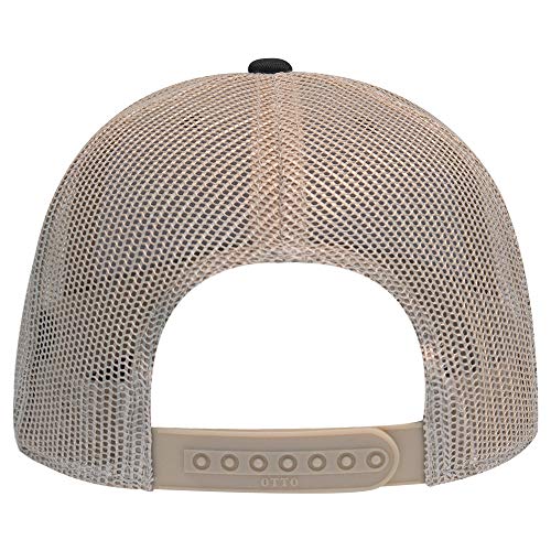 OTTO 6 Panel Low Profile Contrast Vertical Mesh Back Cap - color: Blk/Blk/Kha