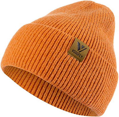 Vgogfly Slouchy Beanie Hats for Women Winter Knitted Caps Soft Warm Ski Hat Unisex - color: Dark Orange