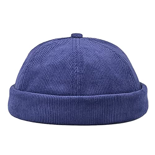 Vintage Old School Unisex Roll Cuff Brimless Sailor Docker Hat - color: 389-navy