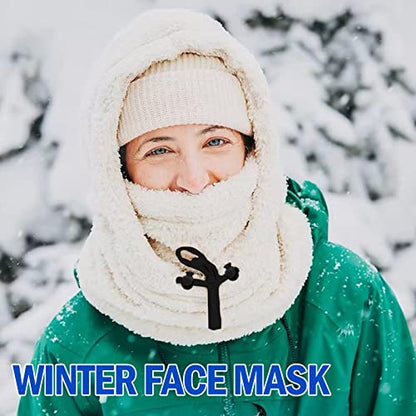 Ski Mask Balaclava Wind-Resistant Winter Face Mask for Women/Men Adjustable Warm Hood Cover Hat Cap Scarf - color: White