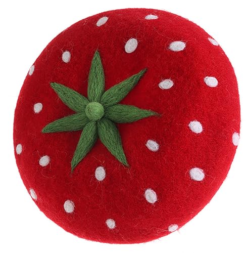Women Wool Beret Hat, Classic French Artist Hat, Winter Warm Hat for Ladies - color: Red and Strawberry