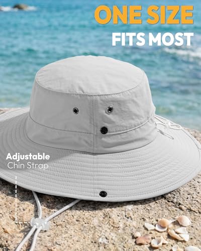 Women Sun Hat with Ponytail Hole Wide Brim Bucket Sun Protection for Summer - color: Grey