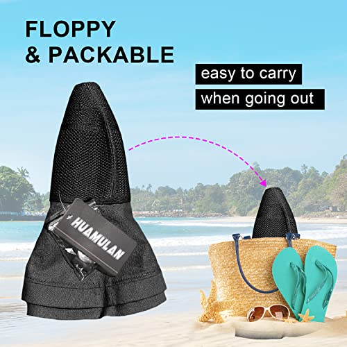 Women Wide Brim Sun Hats Metal Wired Edge Summer UV Protection Beach Fishing Hat for Hiking Garden Travel Chin Strap - color: M9163-black, size: One Size