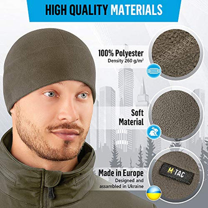 M-Tac Fleece Watch Cap - Army Military Tactical Beanie Hat Winter Skull Cap - color: Dark Olive, size: Medium