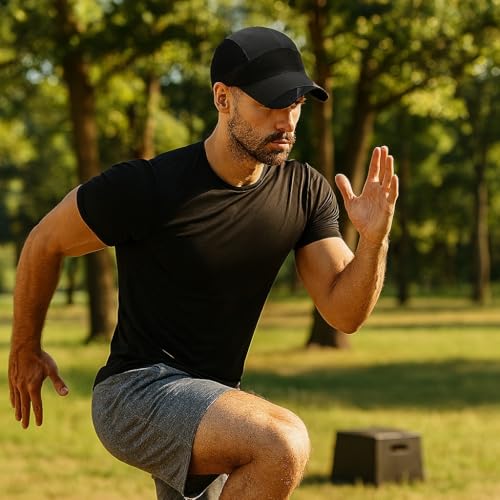 Sport Cap Outdoor Activities Adjustable Quick Dry Sun Hat Cap Men and Women Baseball Hiking Fishing Golf - color: Black & Black