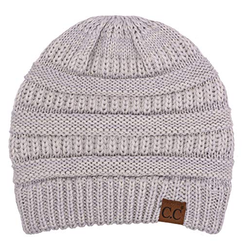 C.C Exclusives Cable Knit Beanie - Thick, Soft & Warm Chunky Beanie Hats - color: 2 Tone Lt Grey
