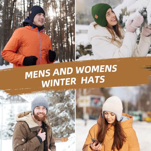 OZERO Winter Beanies Hats Men: Beanie with Ear Flaps - color: Beige