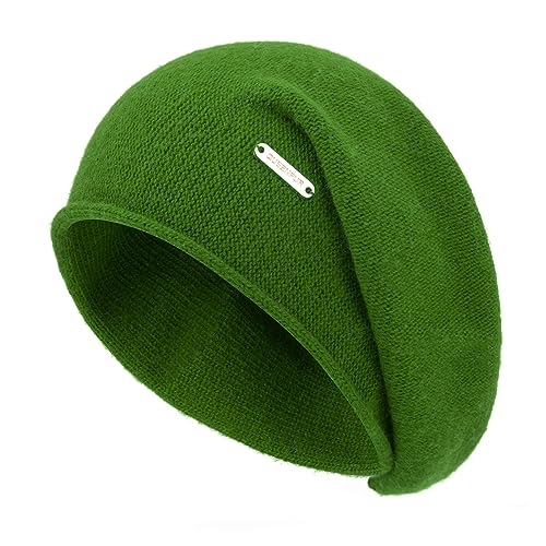 Knit Slouchy Beanie Hats for Women Cashmere Ski Cap Knitted Wool Soft Warm Winter Hat - color: A17-green