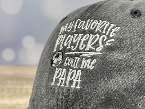 Adjustable Embroidery Hat for Men Women, Gift Baseball Cap for Adult - color: Soccer Papa (Washed Black)