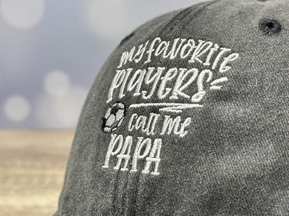 Adjustable Embroidery Hat for Men Women, Gift Baseball Cap for Adult - color: Soccer Papa (Washed Black)