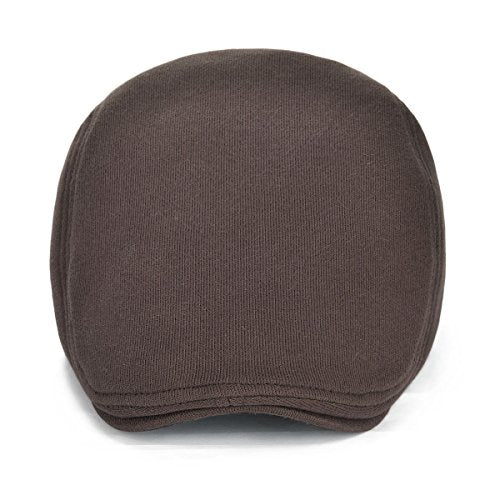 FEINION Men Cotton Newsboy Cap Soft Fit Cabbie Hat - color: Black/Brown