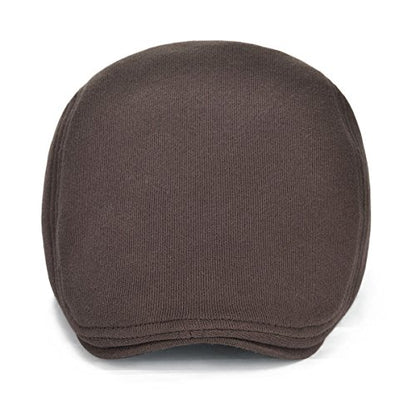 FEINION Men Cotton Newsboy Cap Soft Fit Cabbie Hat - color: Black/Brown