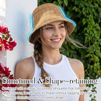 Breathable Cotton Bucket Hat Lightweight Packable Cloche Hat Sun Beach Cap - color: Khaki