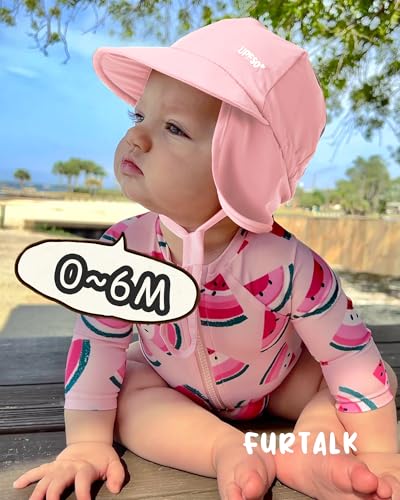 FURTALK Baby Sun Hat with Neck Flap UPF 50+ Toddler Quick Dry Swim Hat - color: Pink, size: 6-24 Months