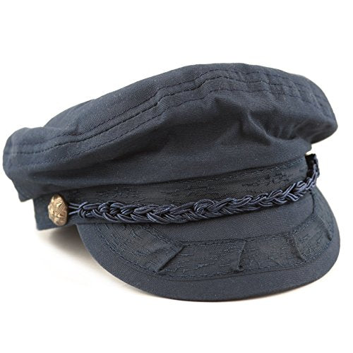 The Hat Depot Unisex Cotton Yachting Style Sailing Greek Fisherman Cap hat - color: Navy, size: Small-Medium