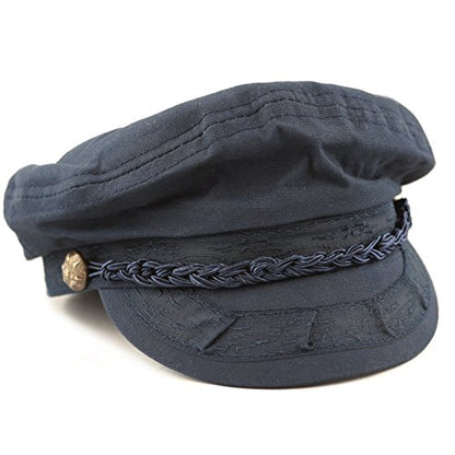 The Hat Depot Unisex Cotton Yachting Style Sailing Greek Fisherman Cap hat - color: Navy, size: Small-Medium