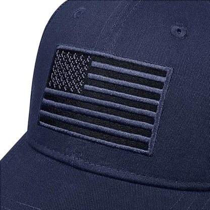 American Flag Baseball Cap for Men Women, Flag Embroidery & Adjustable Fit - color: Dark Blue
