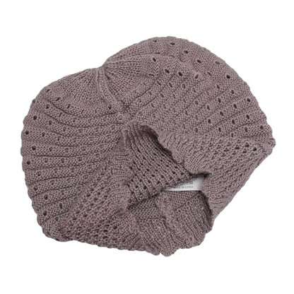 ZLYC Crochet Slouchy Beanie for Women Soft Lightweight Skull Cap - color: Plain Gray