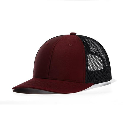 TOPTIE 6-Panel Baseball Cap, Adjustable Snapback Trucker Hat with Mesh - color: Maroon/Black