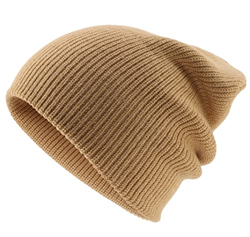 Connectyle Classic Double Layer Knit Beanie Hat Warm Thick Acrylic Winter Hats Daily Cuffed Beanies Watch Hat for Men Women - color: Khaki