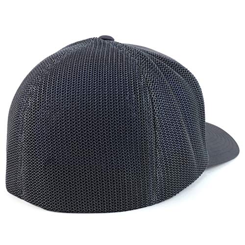 Armycrew XXL Oversize USA American Flag Embroidered Flex Fitted Mesh Back Baseball Cap - color: Charcoal