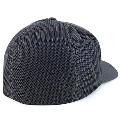 Armycrew XXL Oversize USA American Flag Embroidered Flex Fitted Mesh Back Baseball Cap - color: Charcoal