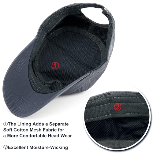Loneshark Water Resistant Military Hat Quick Dry Cadet Cap Army Flat Top - color: Rectangle-logo-grey