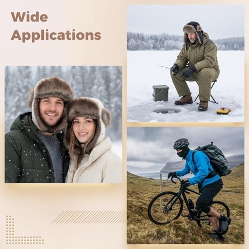 Cozy Plush Winter Hats Men Women Trapper Trooper Hat with Earflaps Windproof Russian Ushanka Hats Outdoor Skiing Cap - color: Beige-a