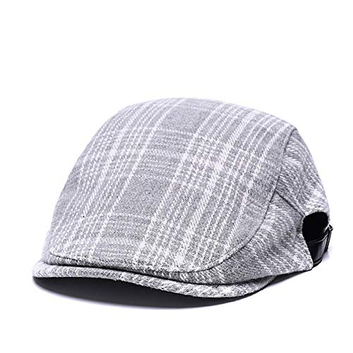 Quanhaigou Unisex Denim Newsboy Hats Flat Ivy Gatsby Cabbie Driving Berets Hat Cotton Dad Cap for Men Women - color: Gray Stripe