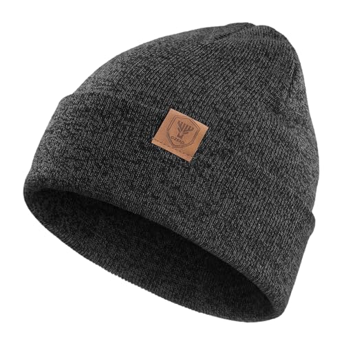 OZERO Beanie for Men and Women, Double-Layer Cuffed Knit Winter Hat - color: Gray